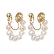 Pearl Hoop Earrings | Real Pearl Earrings | Freshwater Pearl Earrings for Pierced and Non Pierced Ear