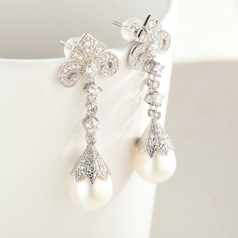 David Tutera Claire Long Drop Earrings - Couture Bridal