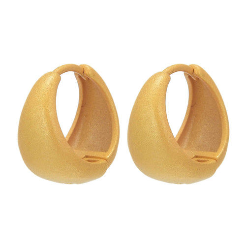 Matte Chunky Hoop Earrings in 14K Gold Plated | Teardrop Gold Huggie Earrings with Sterling Silver Pins