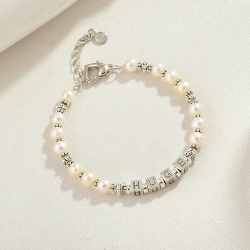 100% Handmade Name Customize Little Girl Bracelet Pearls Name Bracelet Birthday Gift Idea