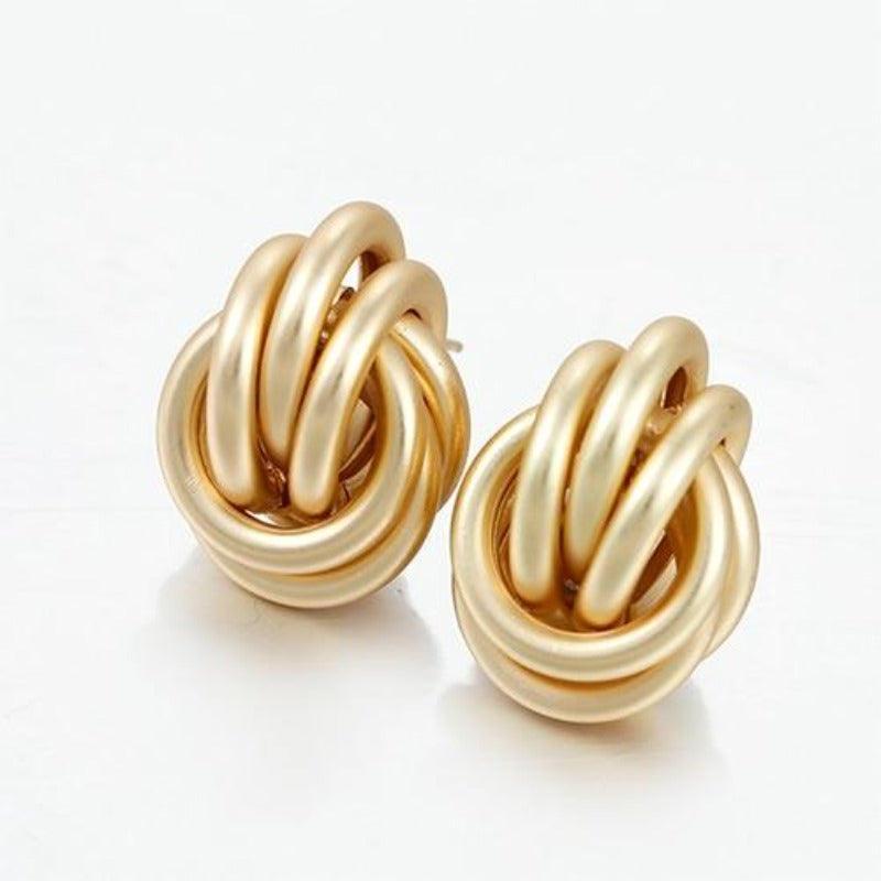 18K Rose Gold Earrings | Twisted Gold Stud Earrings for Women
