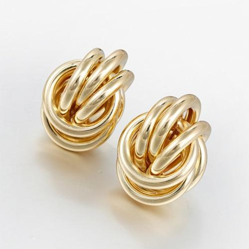 18K Rose Gold Earrings | Twisted Gold Stud Earrings for Women