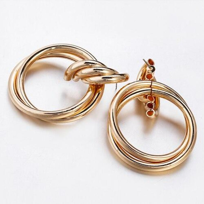 18K Rose Gold Earrings | Twisted Gold Stud Earrings for Women