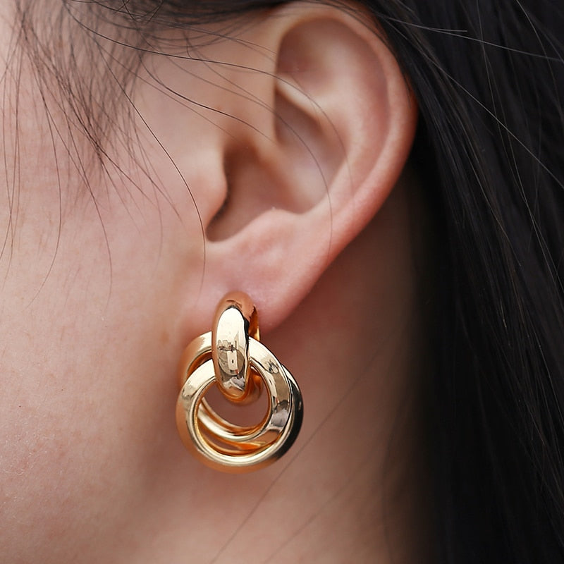 18K Rose Gold Earrings | Twisted Gold Stud Earrings for Women