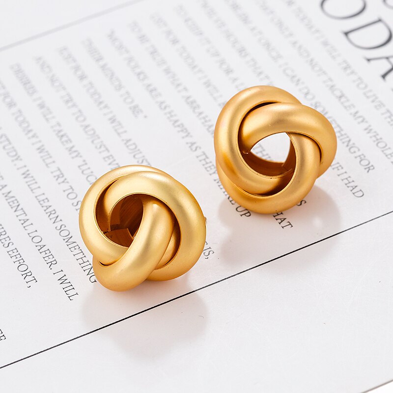 18K Rose Gold Earrings | Twisted Gold Stud Earrings for Women