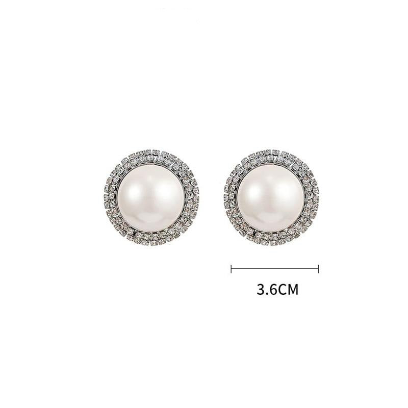 Women Fashion Jewelry Lady Silver Earrings Exaggerated Pearl Transparent  Round Plastic Big Acrylic Earrings Slice Open Clear Dangle Earrings Studs