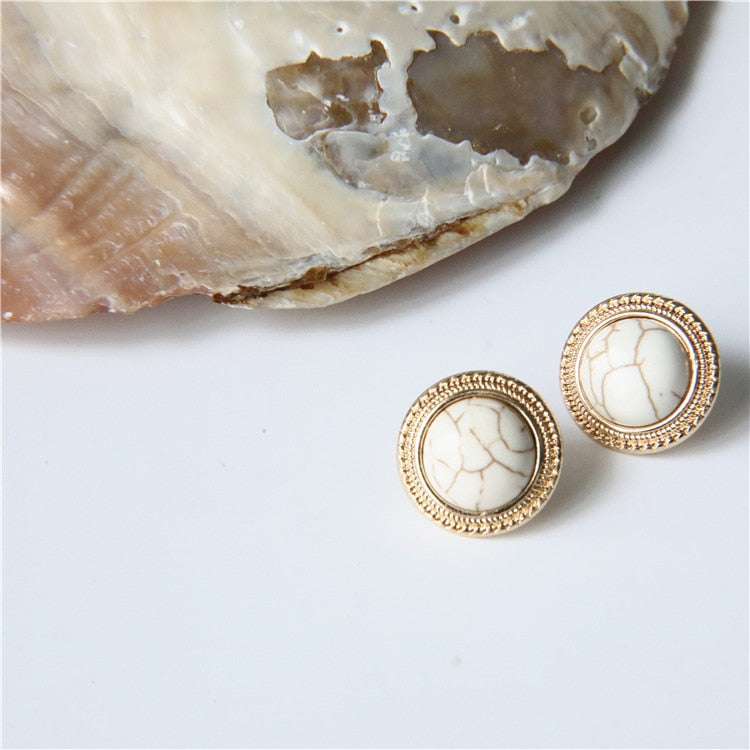 Gold Pearl Stud Earrings Handmade Vintage Jewelry