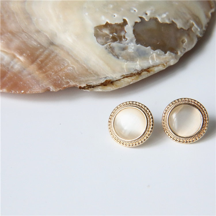 Gold Pearl Stud Earrings Handmade Vintage Jewelry