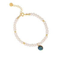 Agate Crystal Freshwater Cultured Pearl Bracelet in 14K Gold Over Sterling Silver Clasp