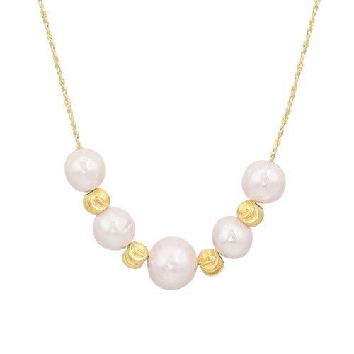 Cultured Freshwater White Pearl Pendant Necklace in 14k Gold Over Sterling Silver