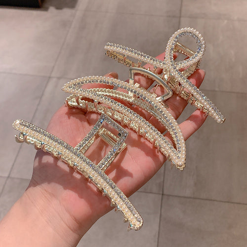 Pearl Style Temperament Diamond Hairpin Shark Clip
