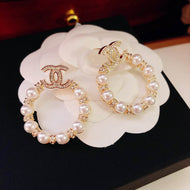 Elegant Pearl Hoop Earrings for Women in 14K Gold Over Sterling Silver