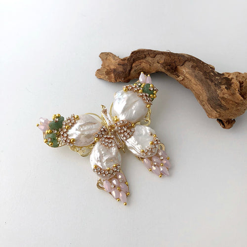 Baroque Pearl Butterfly Brooch