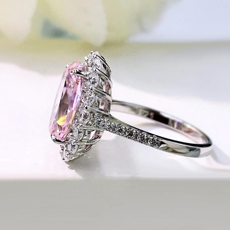 Oval Cut Side Stone Pink Lab Grown Diamond Engagement Ring 5.0 CTW