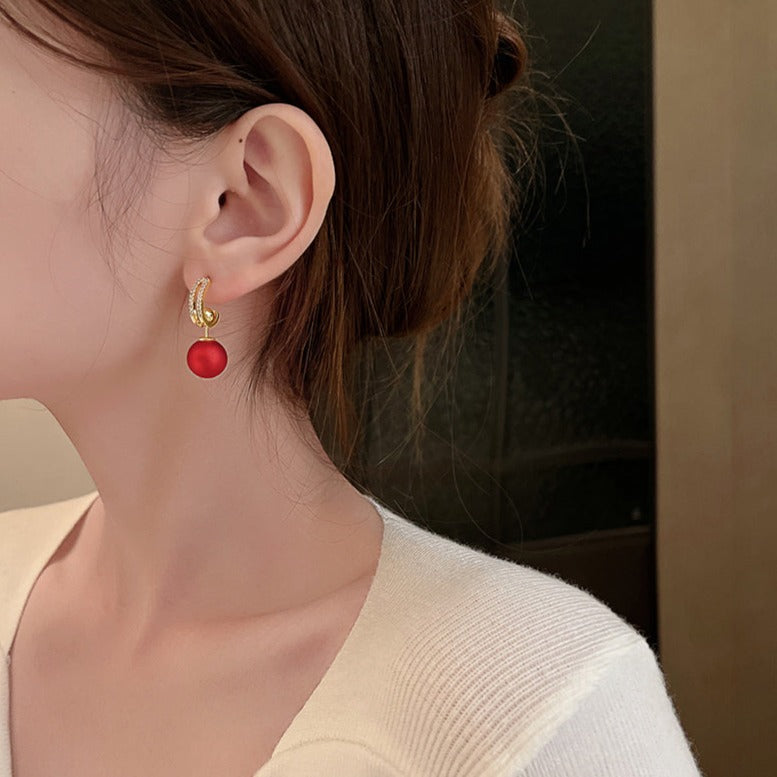 Crystal Trinity Ball Back Earrings in 14k Gold | Maison Miru