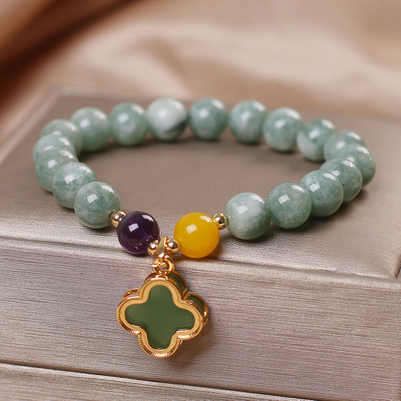 Green Enamel Four-Leaf Gold Clover Bracelet – Misoa Jewelry