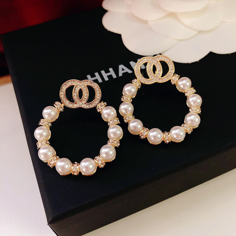 Chanel Glass Mirror CC logo Brooch and Clip Earrings Set