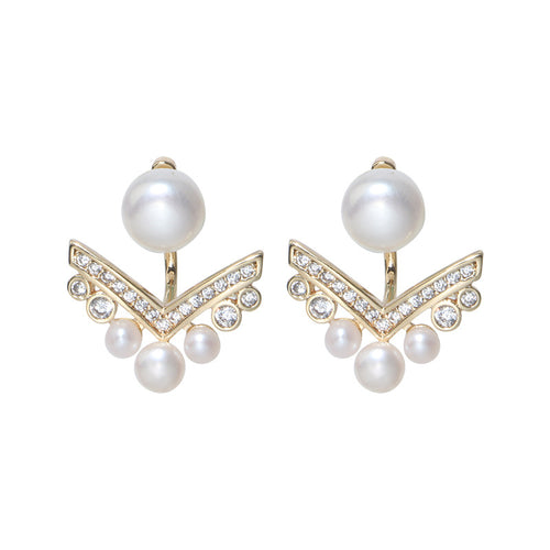 AAA Freshwater Pearl Earrings | Real Pearl Earrings Jackets | Pearl Diamond Earrings in Sterling Silver