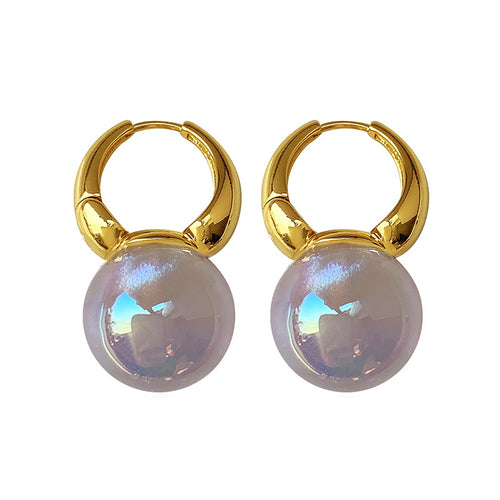 14mm Big Opal Drop Earrings | Moonstone Earrings with 14K Gold Plated Clasp