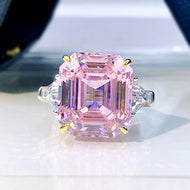 Asscher Cut Three-Stone Yellow and Pink Lab Grown Diamond Engagement Ring 5.0 CTW with S925 Silver GH/VVS