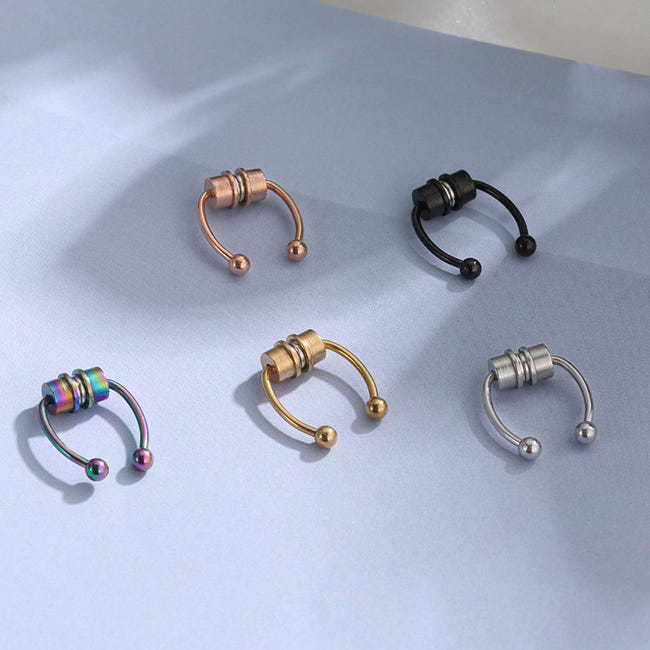 Anneau De Nez (Septum) En Acier Inoxydable - Calibre 16, Diamètre Intérieur 8mm | Fermeture Charnière Sans Coute - 1