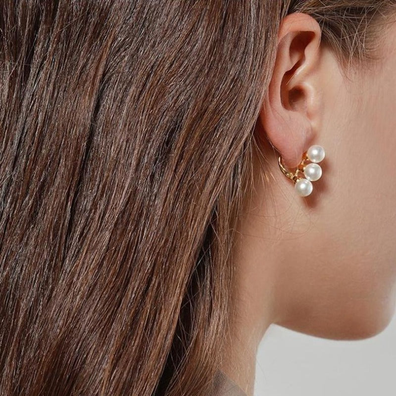 Three pearl earrings best sale