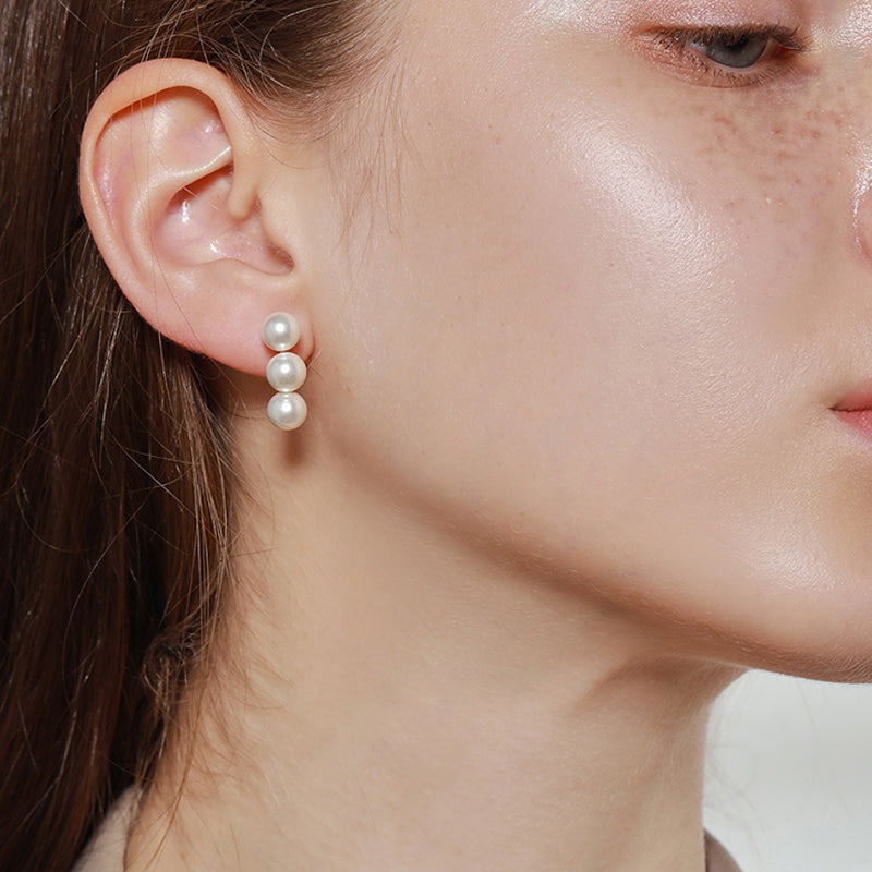 Three Pearl Earrings Vintage Pearl Earrings Huge Tomato