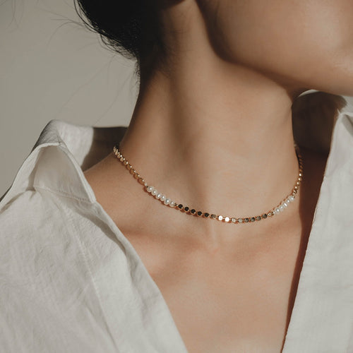 Pearl Gold Necklace | Pearl Choker | Real Pearl Necklace Choker in 14K Gold Plated