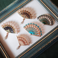 Antique Fan Brooch Gold Pearl brooch pin Jewelry