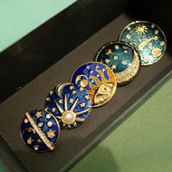 Planet Painting Brooches Pins Vintage Antique Bronze Badge-HugeTomato jewelry