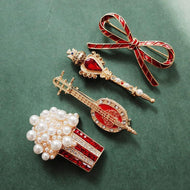 Baroque Style Brooches Vintage Crown Magic Wand Scepter