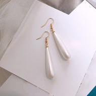 Teardrop Pearl Earrings | Pearl Drop Earrings with Shepherd Hook