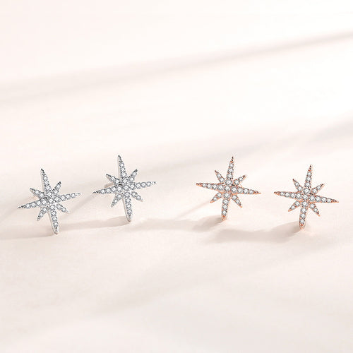 Star Stud Earrings | Diamond Stud Earrings for Women with Sterling Silver Pins