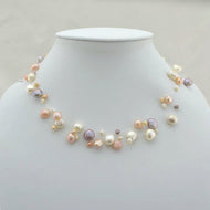 Multilayer Baroque Pearl Necklace | Colorful Freshwater Pearl Necklace | Invisible Real Pearl Necklace