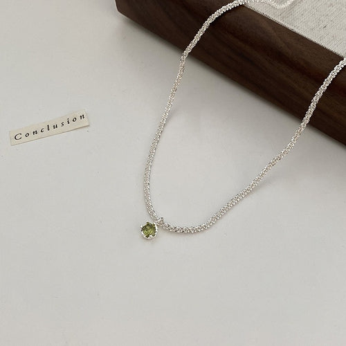 Matcha Crystal Pendan | Rhinestone Pendant | Diamond Pendant with Sparkle Chain