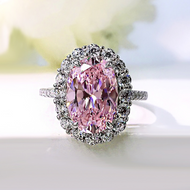 S925 Silver Fashion Pink Crystal Rings