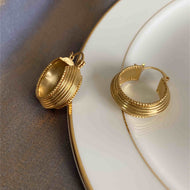 Vintage Style Gold Hoop Earrings Chunky Huggie Earrings with S925 Silver Pin