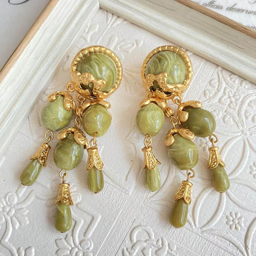 Avocado Green Dangle Earrings | Resin Long Dangle Earrings for Women