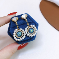 Freshwater Cultured Pearl Opal Drop Earrings in 14K Gold Over Sterling Silver（3mm）