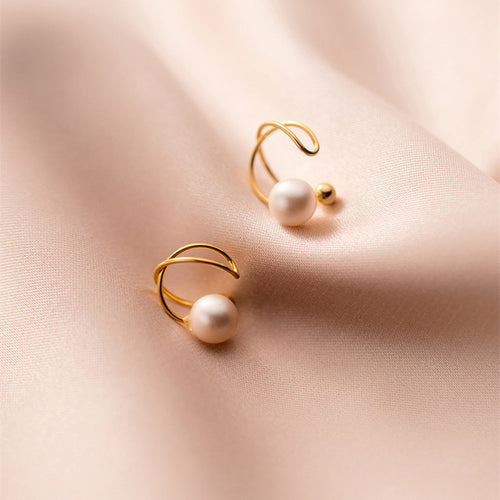 Clip On Pearl Earrings | Pearl and Gold Clip On Earrings | Clip On Earrings for Women