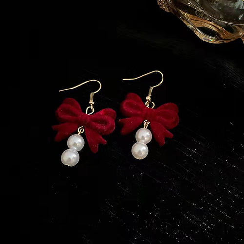 Bowknot Earrings Set | Pearl Drop Earrings | Pearl Dangle Earrings for Women