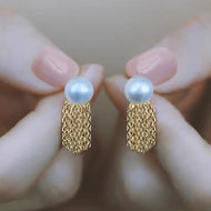 Freshwater Pearl Earrings with Tassel Jacket | Ear Jacket Earrings | Real Pearl Earrings with Sterling Silver Pins (5-6mm)