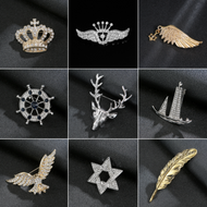 Vintage Style Brooch for Men Golden Silver Brooch Pin Designer Hexagram Leopard Elk Brooches