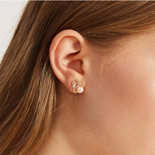Perlen-Diamant-Ohrstecker | Zierliche Perlenohrringe | Perlenohrringe mit Sterling-Silber-Stiften