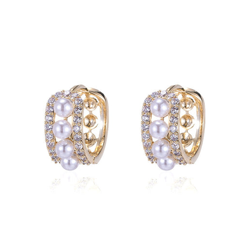 Pearl Hoop Earrings | Faux Pearl Hoop Earrings | Pearl Hoop Earring in 14K Gold Plated