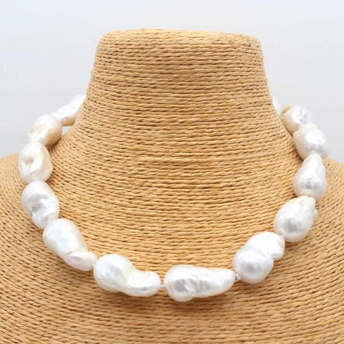15-16mm Big Super Pearls AAA Quality Baroque Akoya Pearl Necklace, White Pearl Dainty Pendant Necklace- Huge Tomato Jewelry