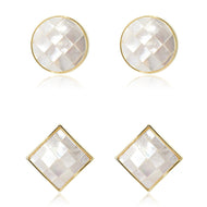 Mother of Pearl Earrings | Gold Earrings for Women | Gold Mother of Pearl Earrings with Sterling Silver Pins