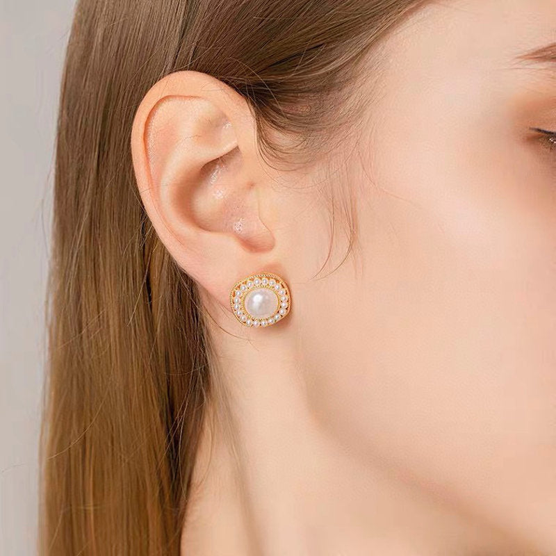 Antique pearl shop stud earrings