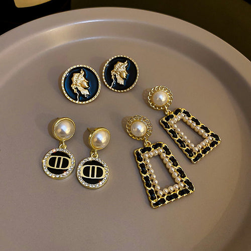 Vintage Pearl Drop Earrings | Large Stud Earrings | Pearl and Diamond Earrings with Sterling Silver Pins