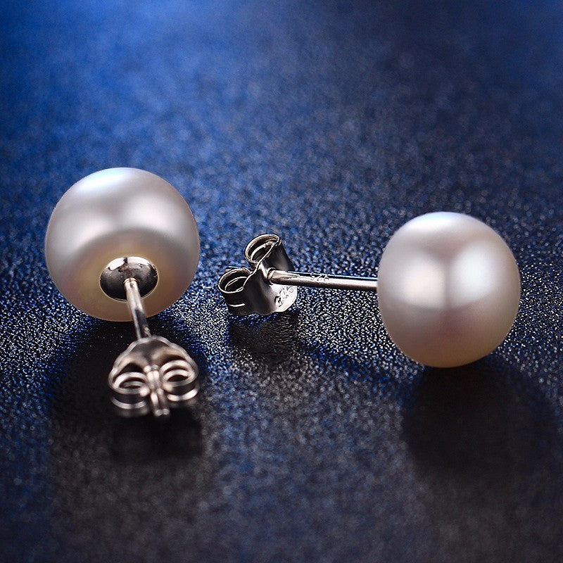 real white pearl stud earrings